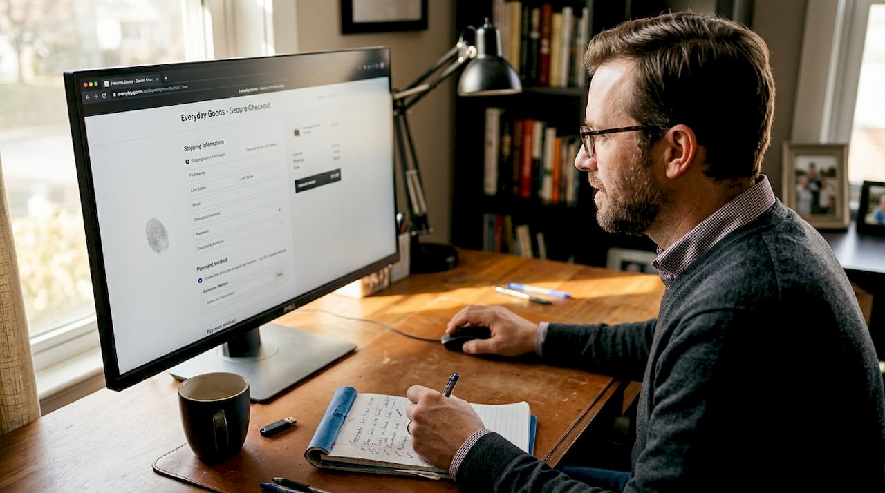 Man testing ecommerce cart checkout flow