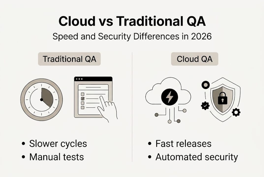 Infographic comparing cloud QA and traditional QA