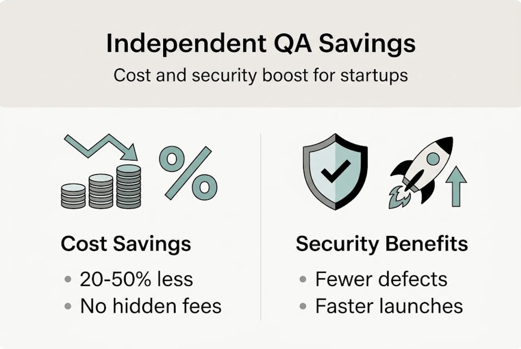 Infographic showing QA cost and security advantages