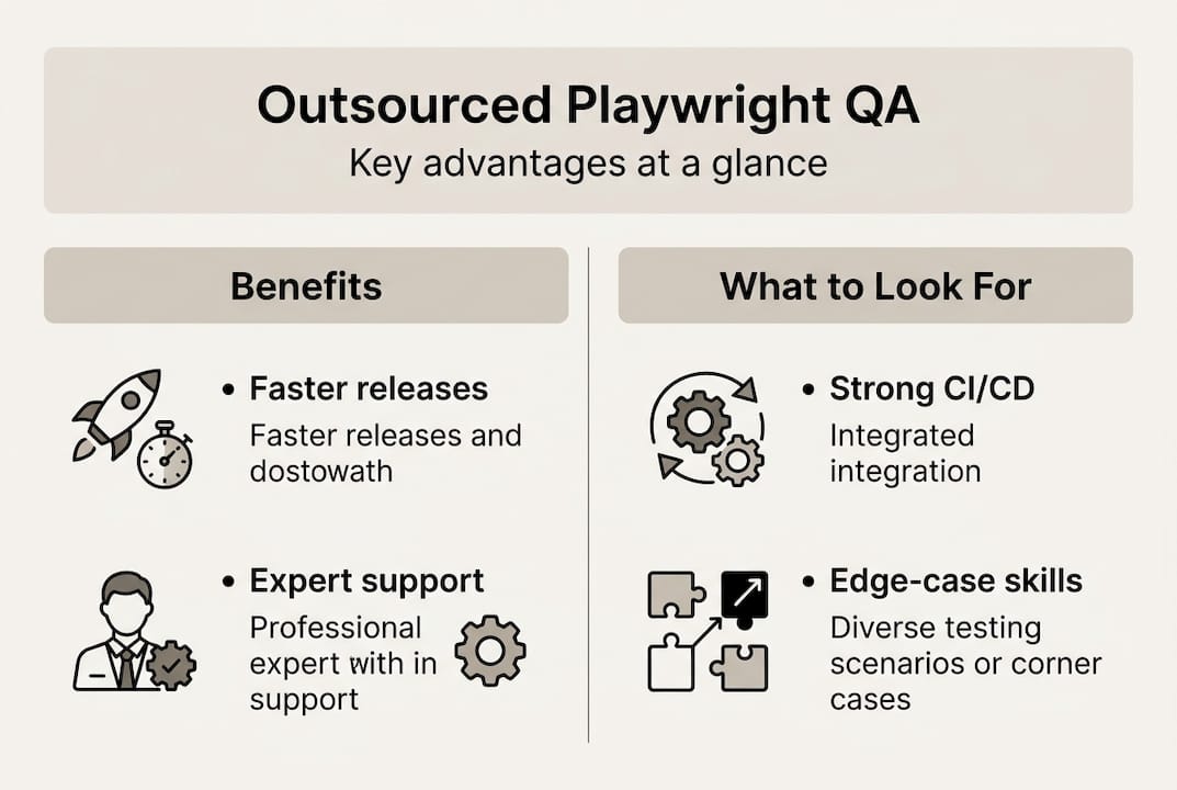 Infographic summarizes outsourcing Playwright QA benefits