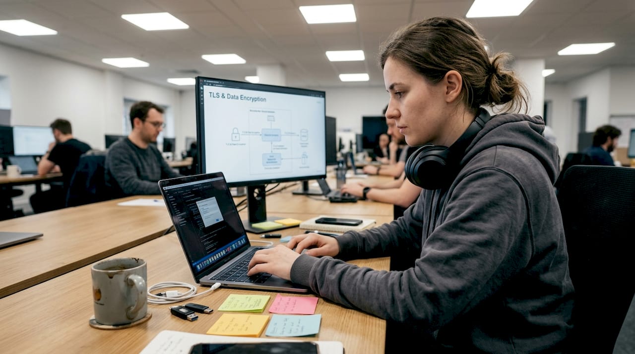 Developer configuring database security controls