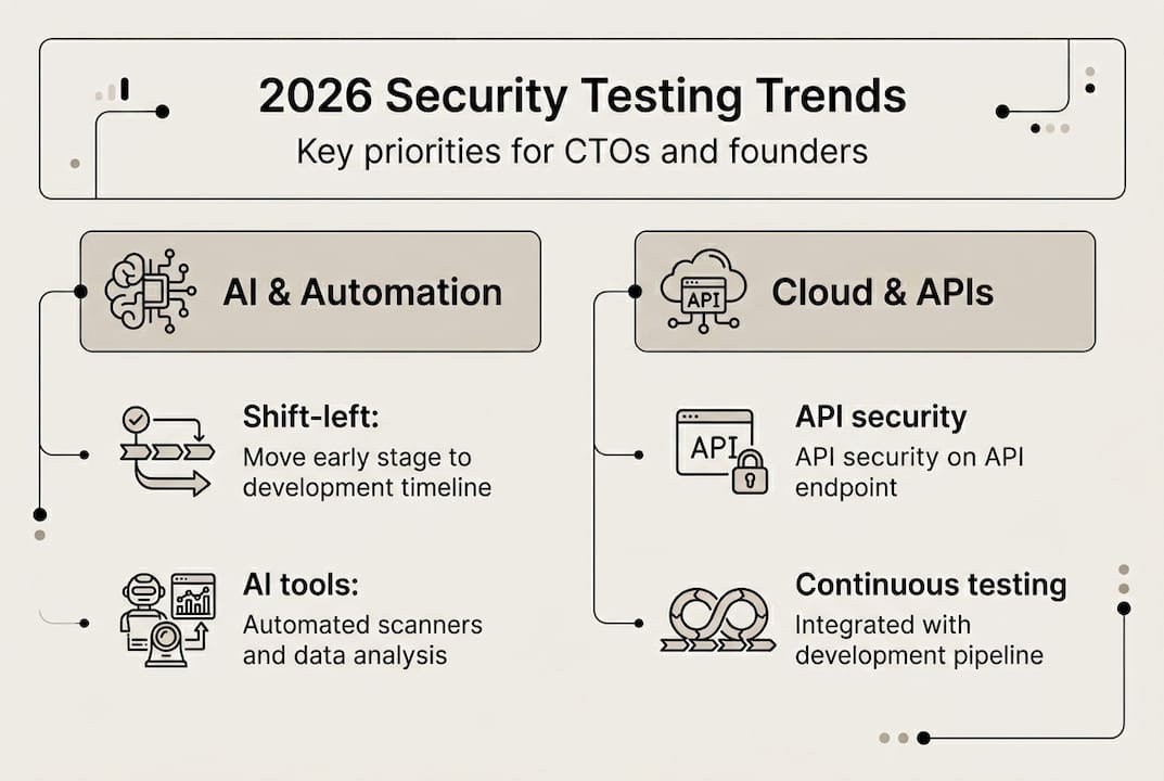 Infographic summarizing security testing trends 2026