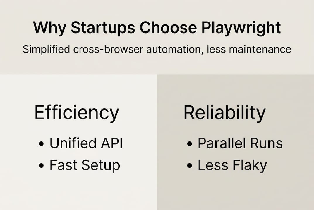 Infographic comparing Playwright features for startups