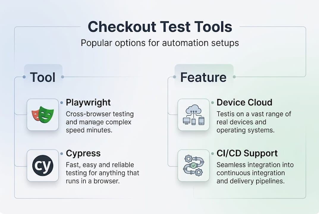 Infographic comparing test tools and features