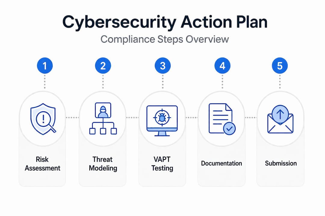 Infographic showing cybersecurity compliance steps