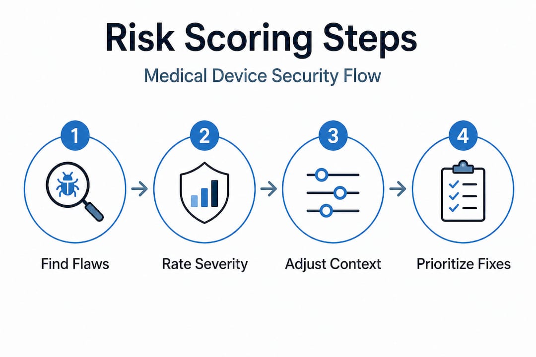 Infographic showing risk scoring steps for devices