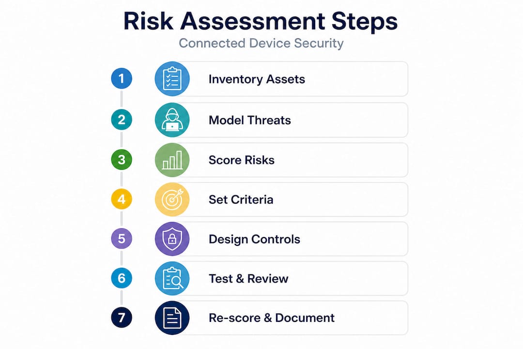 Vertical infographic medical device risk assessment steps