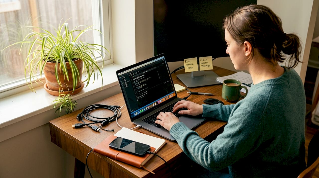 Engineer setting up Playwright in home workspace
