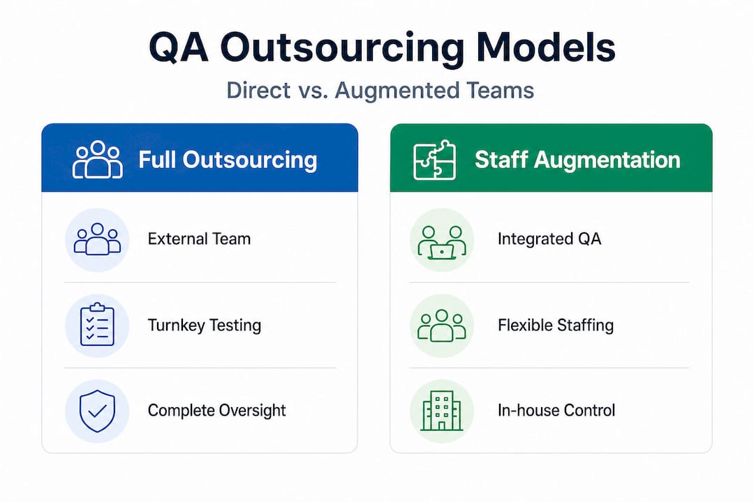 Infographic comparing two QA outsourcing models