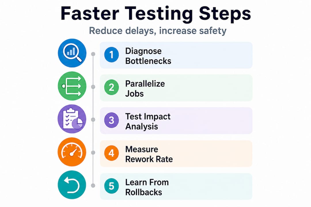 Infographic showing steps for faster testing process