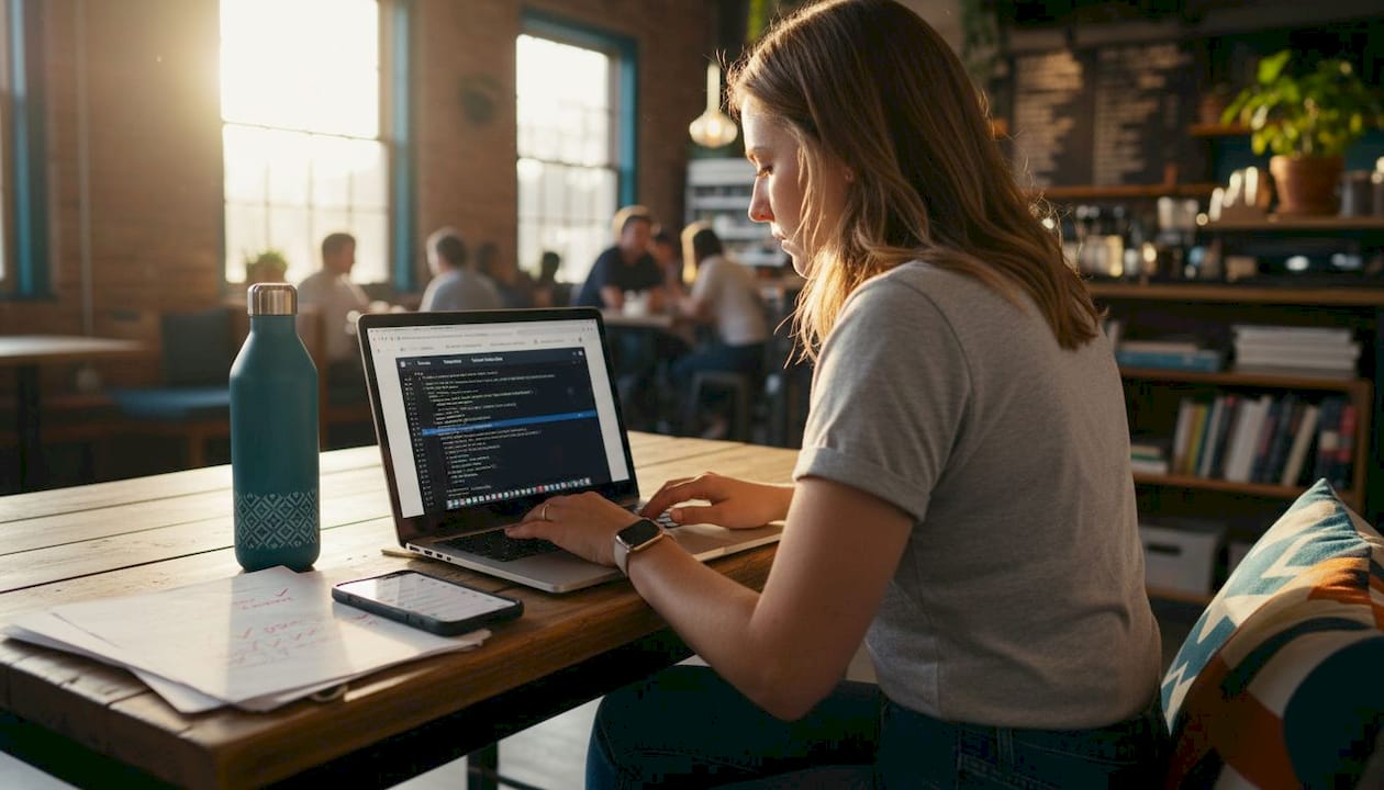 Developer reviewing security test checklist workspace