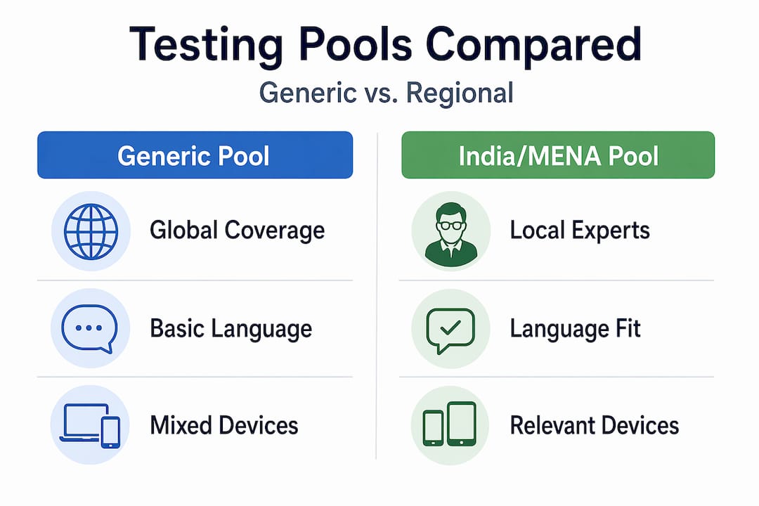 Infographic comparing regional and global crowd testing pools