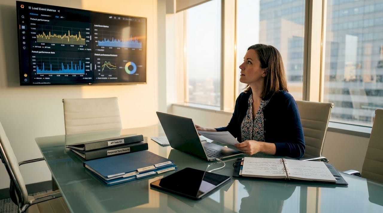 Quality engineering lead analyzing load metrics