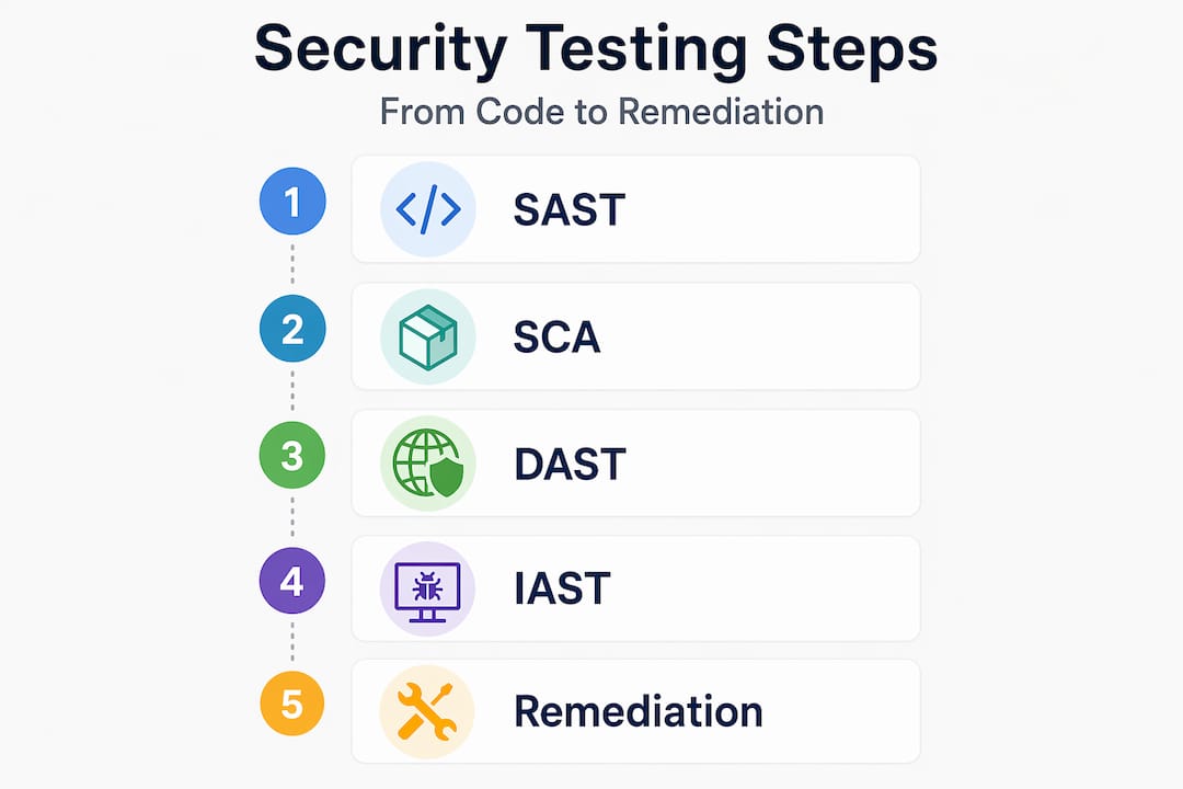 Infographic showing security testing workflow