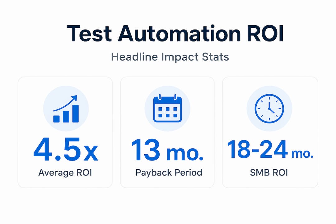 Infographic showing test automation ROI statistics