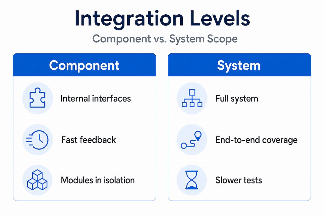 Component versus system integration comparison infographic