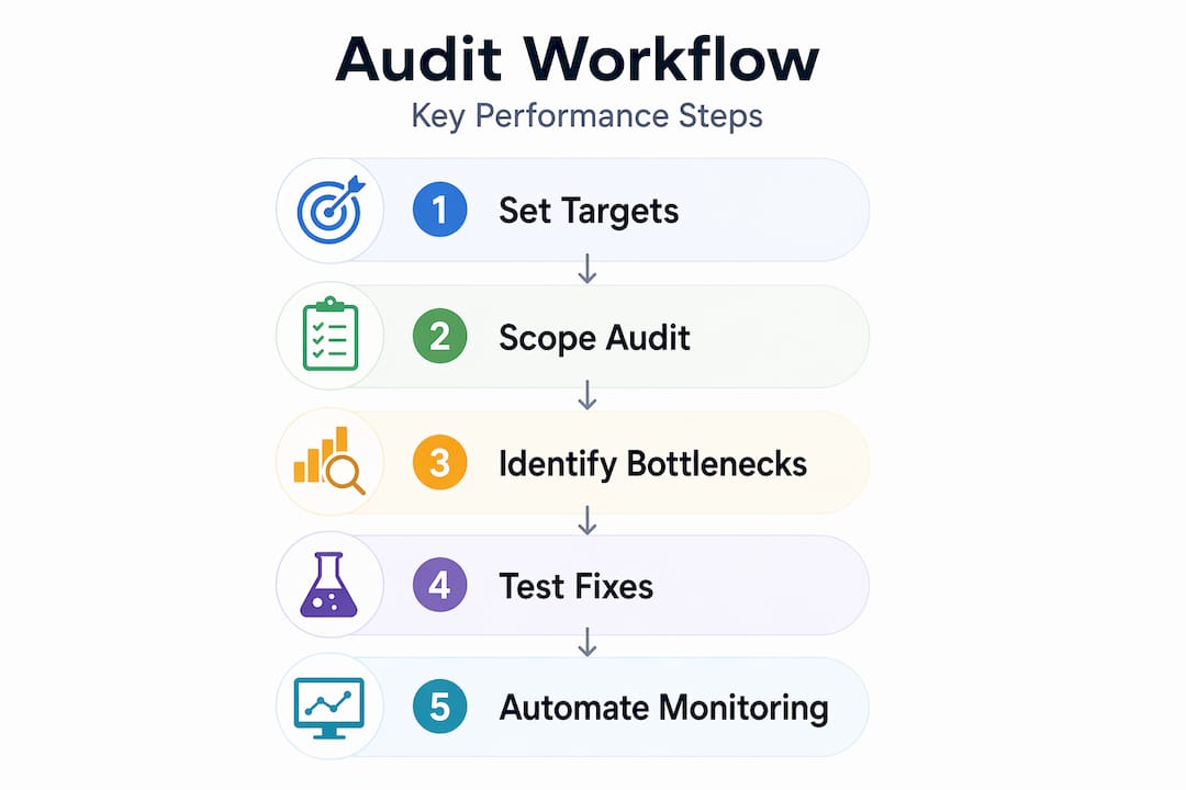 Infographic outlining key application audit steps