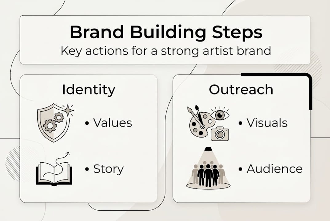 Infographic of main steps for artist branding