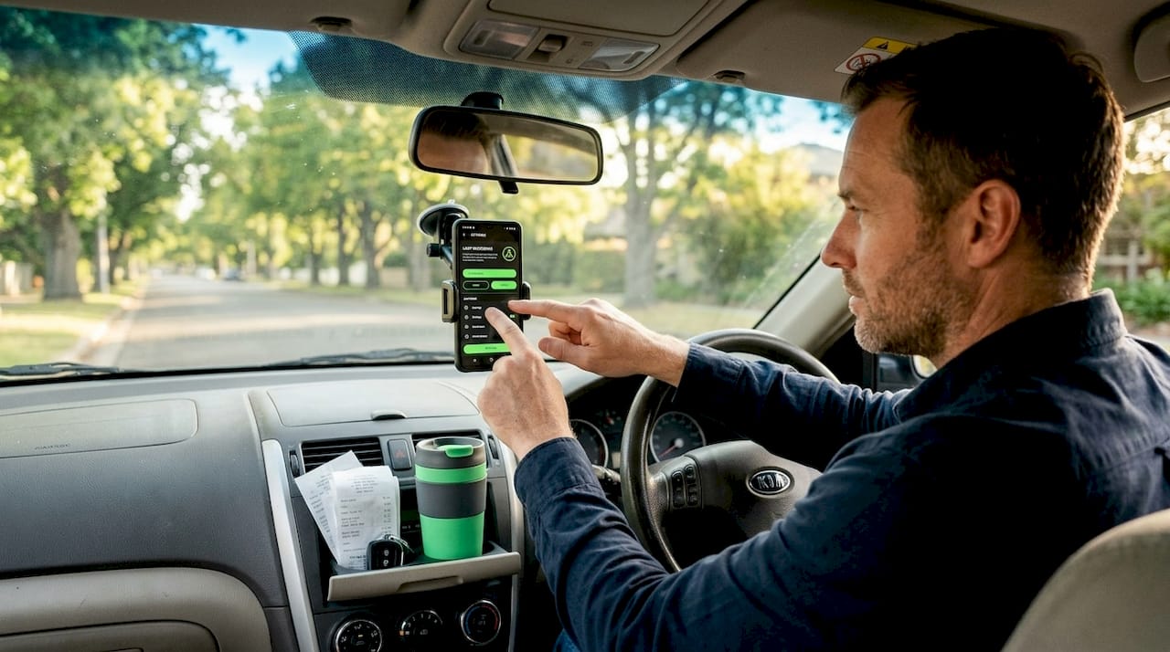 Driver adjusts Android dashcam settings