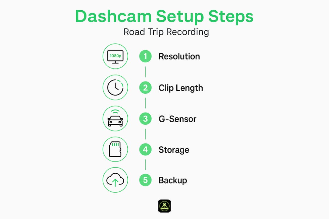 Infographic showing dashcam setup process steps