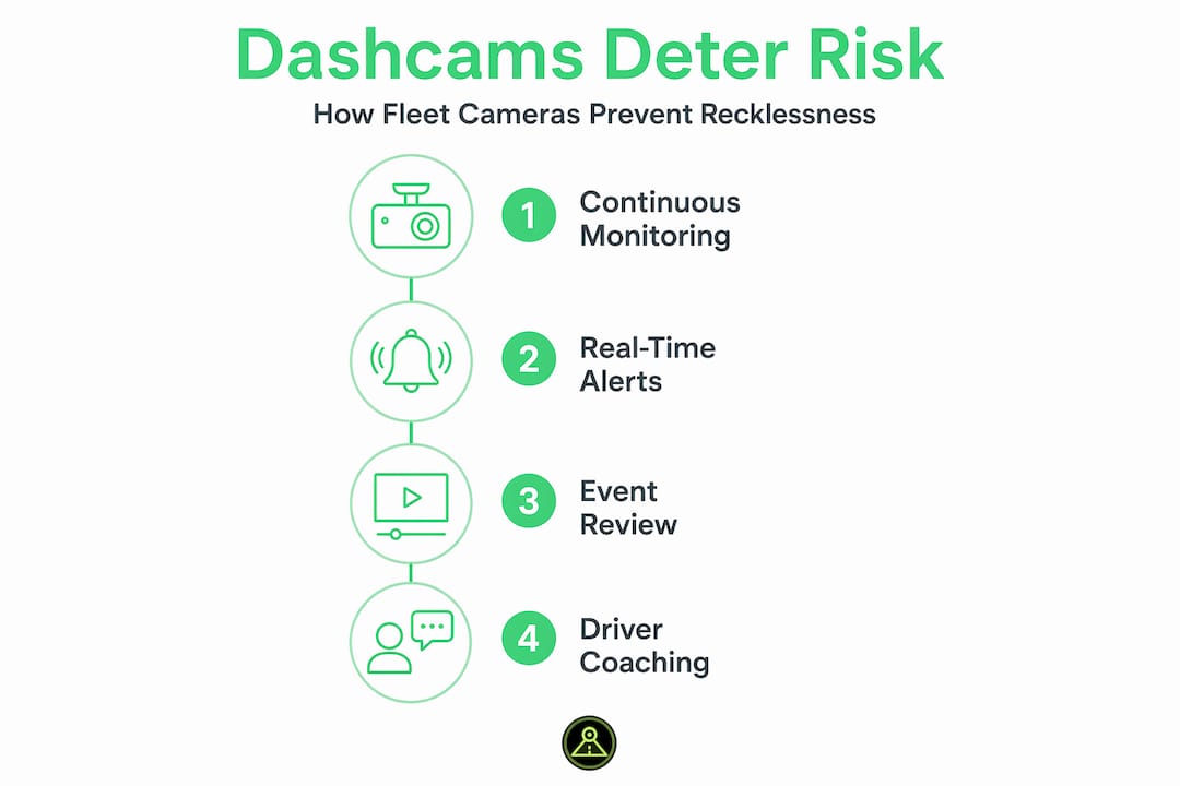 Infographic showing dashcam-driven safety steps