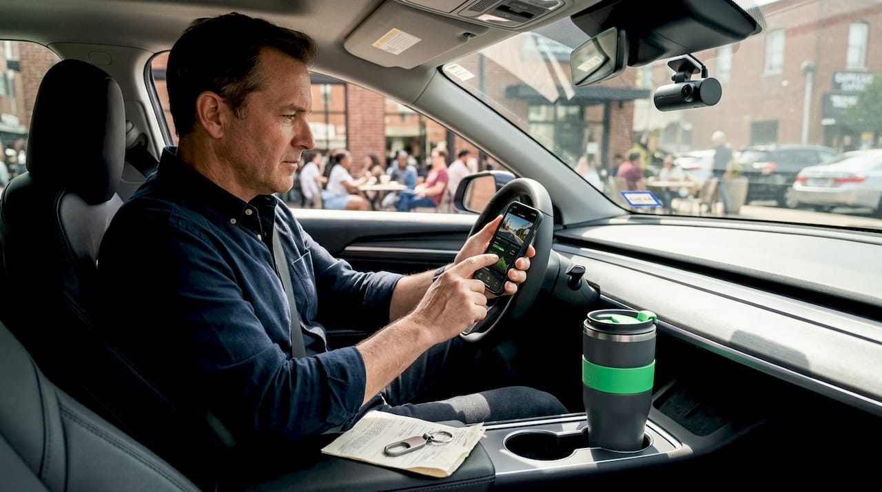 Driver accesses dashcam WiFi from car