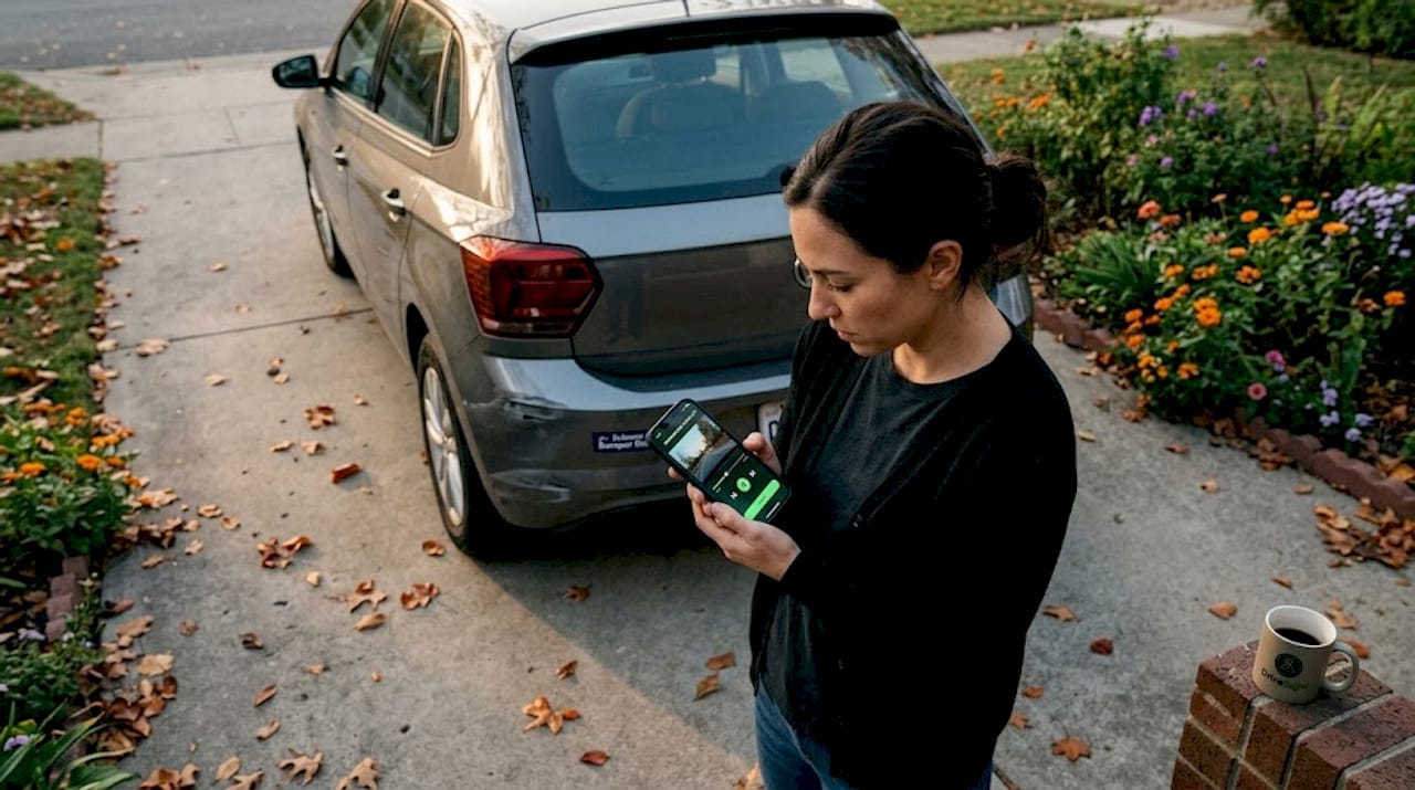 Reviewing dashcam footage after parking incident