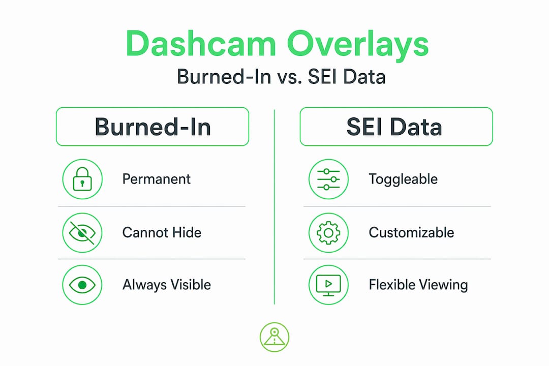 Infographic comparing burned-in and SEI overlays
