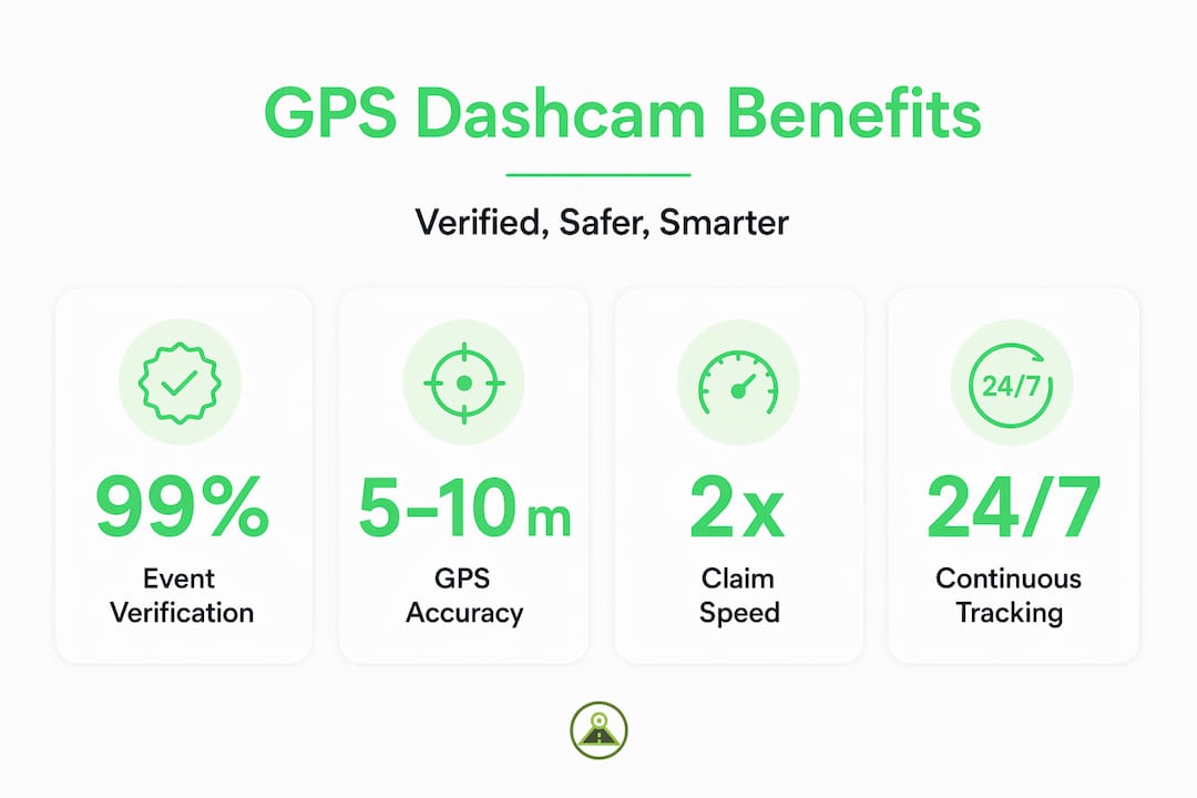 Infographic showing GPS dashcam benefits and stats