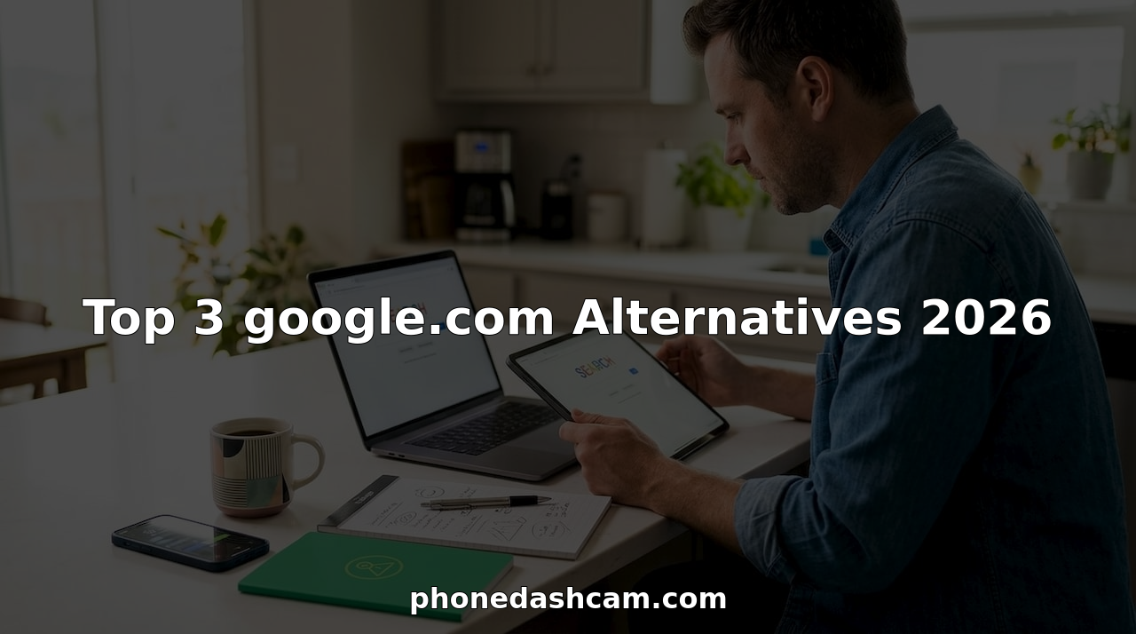Person researching search engine alternatives at home workspace