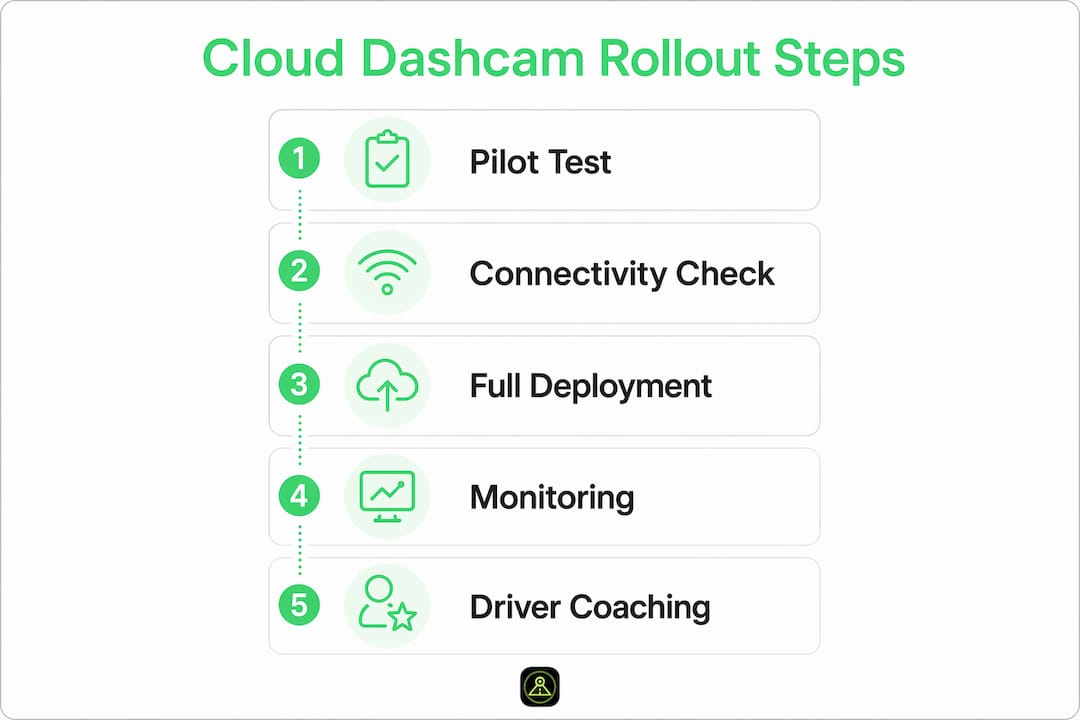 Infographic showing dashcam cloud deployment steps