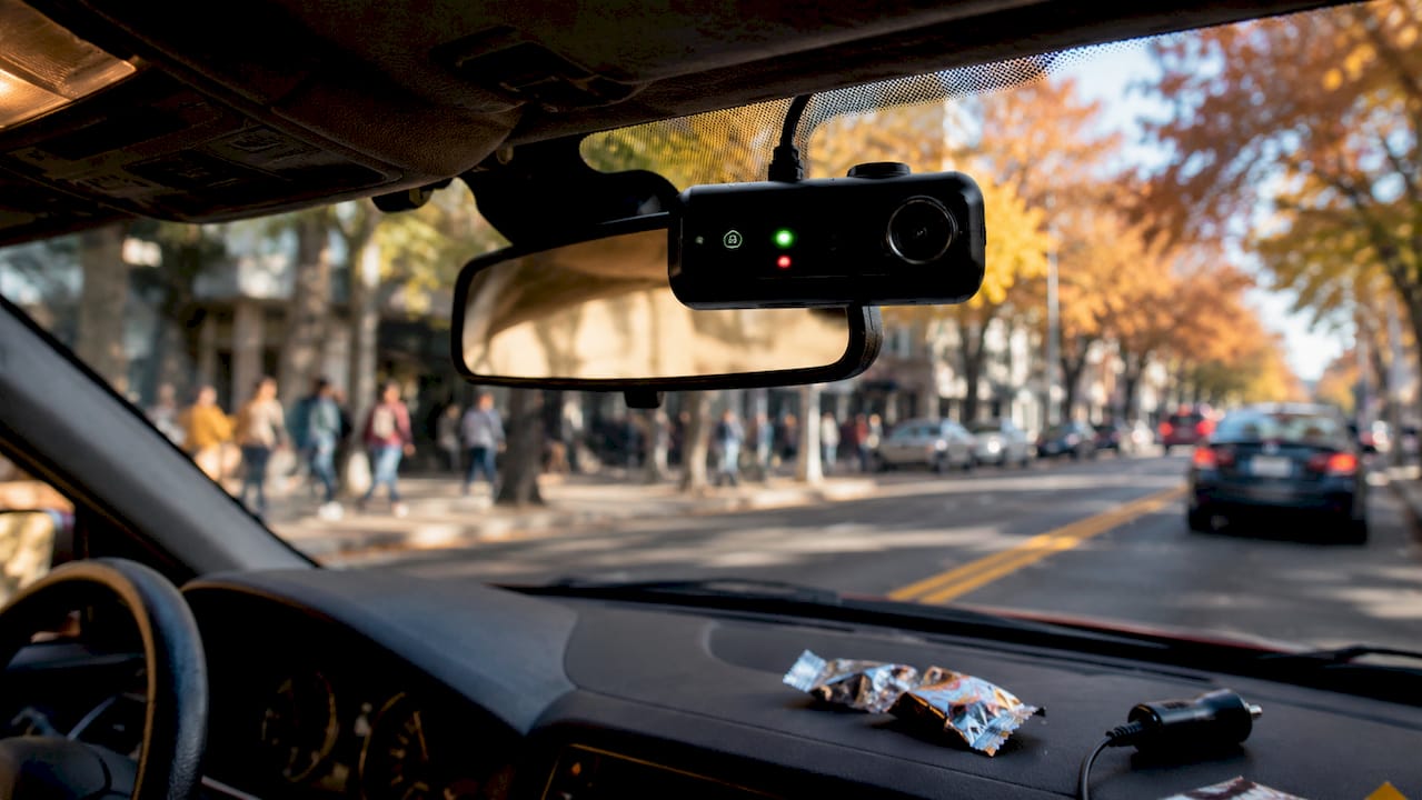 Dashcam with loop recording and g-sensor lights