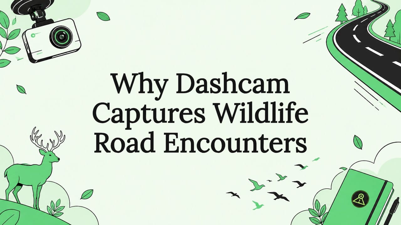 Decorative dashcam and wildlife title card illustration