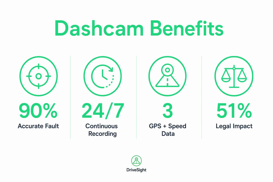 Infographic highlighting key dashcam footage benefits