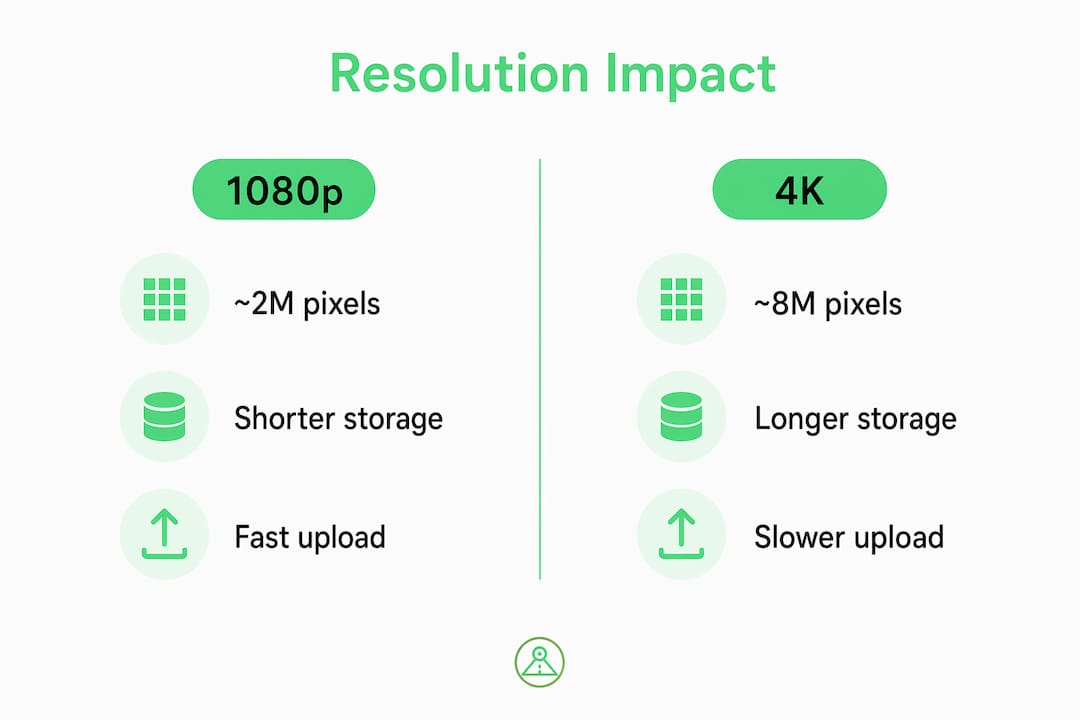 Infographic comparing 1080p and 4K dashcam resolution
