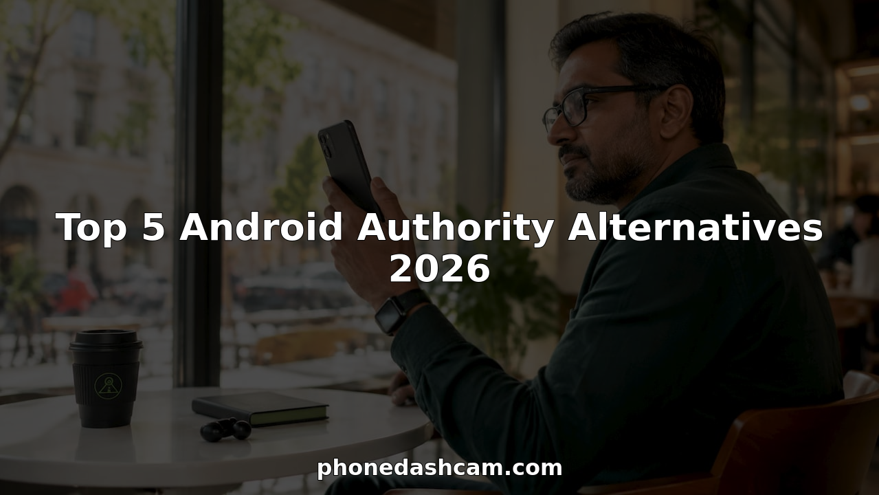 Man reviewing Android dashcam apps on smartphone