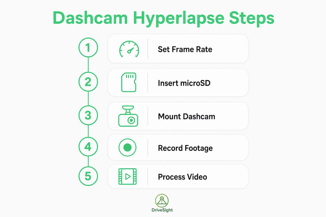 Infographic illustrating dashcam hyperlapse recording process