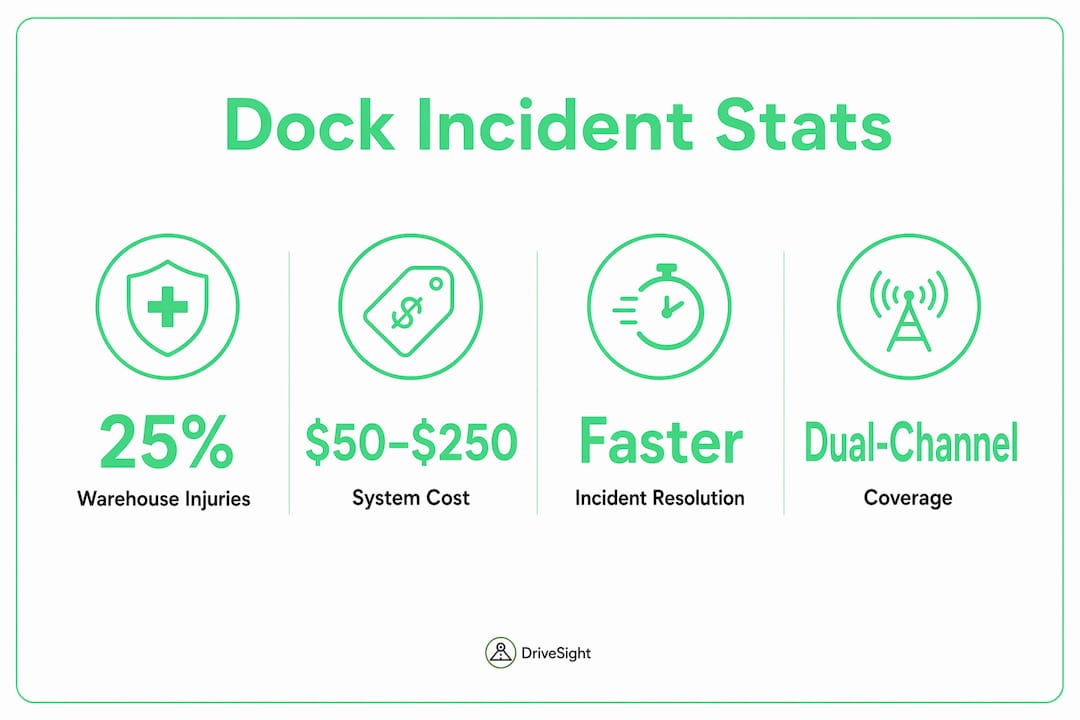 Infographic showing key dashcam statistics for loading dock safety