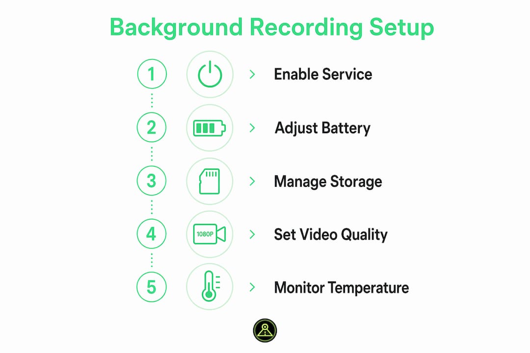 Infographic showing steps for background dashcam recording setup