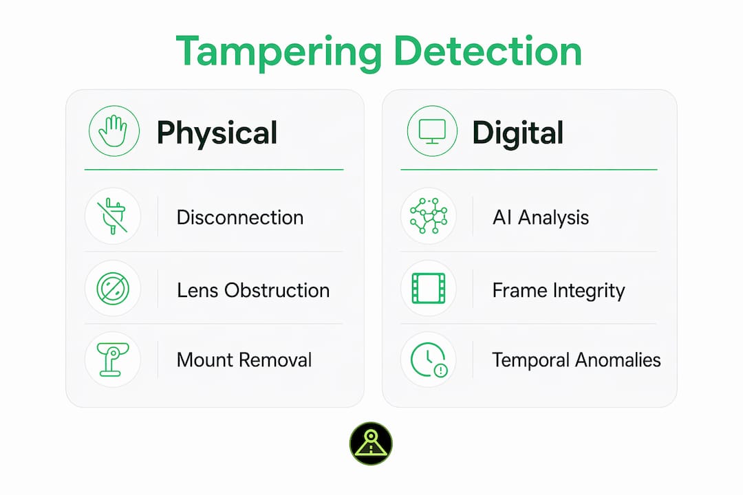 Infographic comparing physical and digital dashcam tampering detection