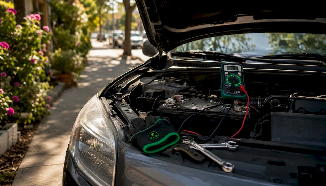 Car battery with voltage measurement and dashcam power