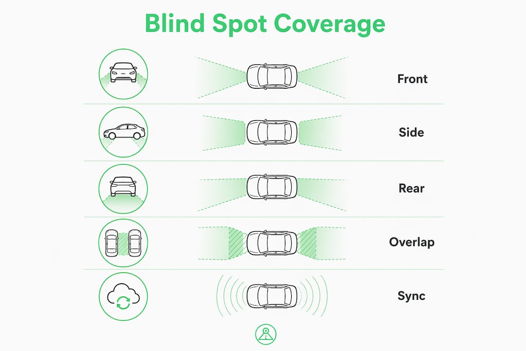 Infographic showing phone dashcam blind spot coverage