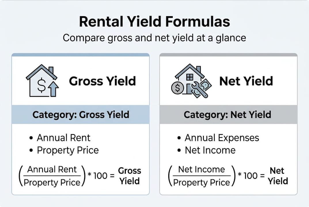 Infographic comparing gross and net rental yield