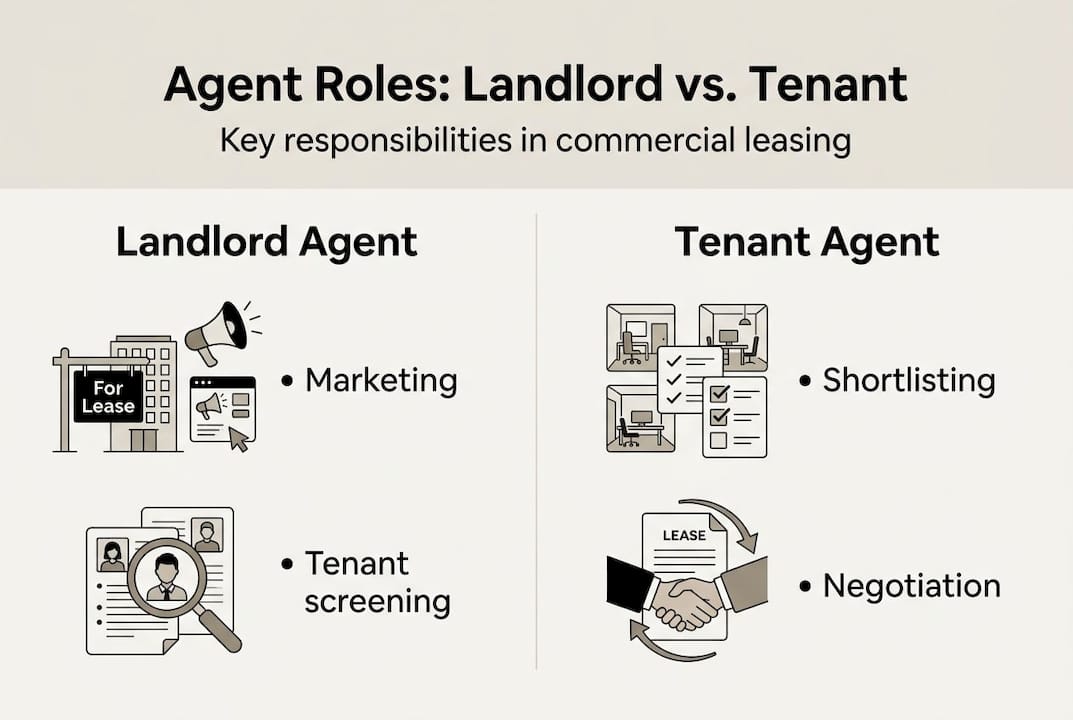 Infographic comparing landlord and tenant agent roles
