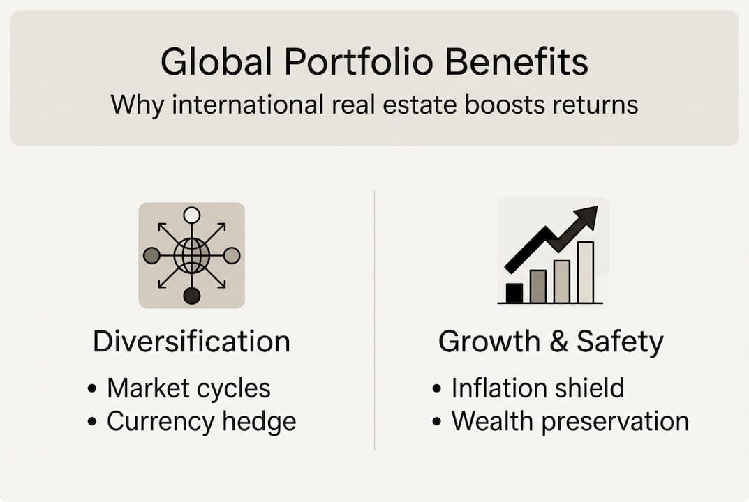 Infographic with diversification and growth benefits