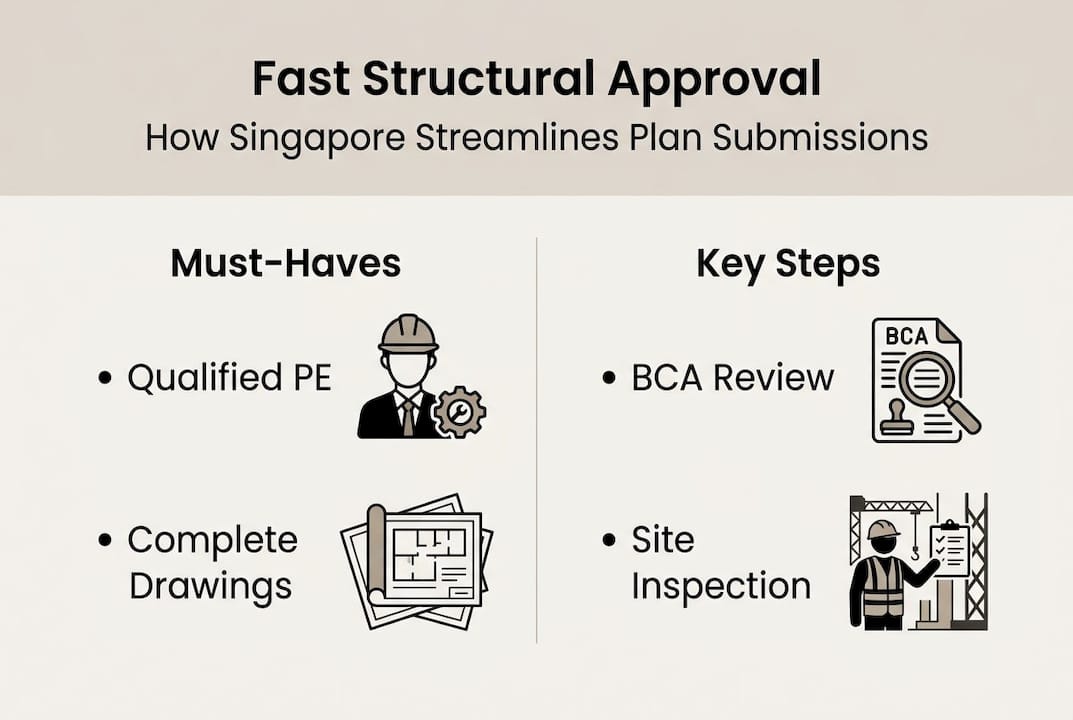 Streamline Singapore's structural design process for fast approval Infographic: steps for structural approval in Singapore