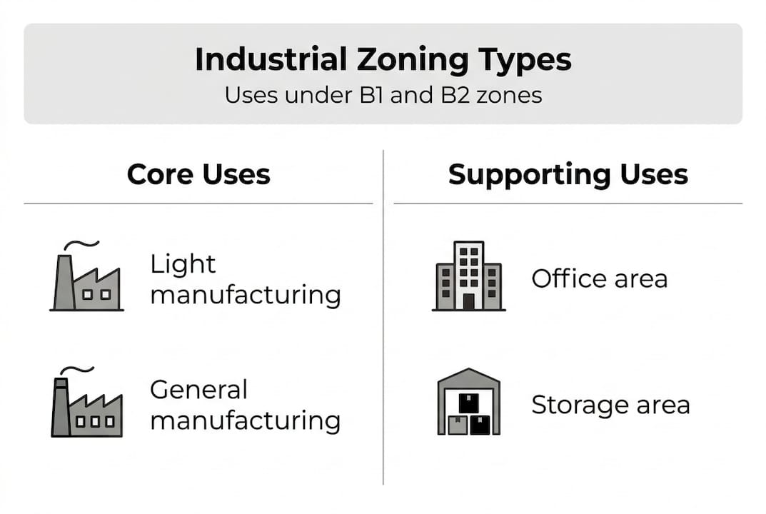 Infographic showing Singapore industrial zoning types