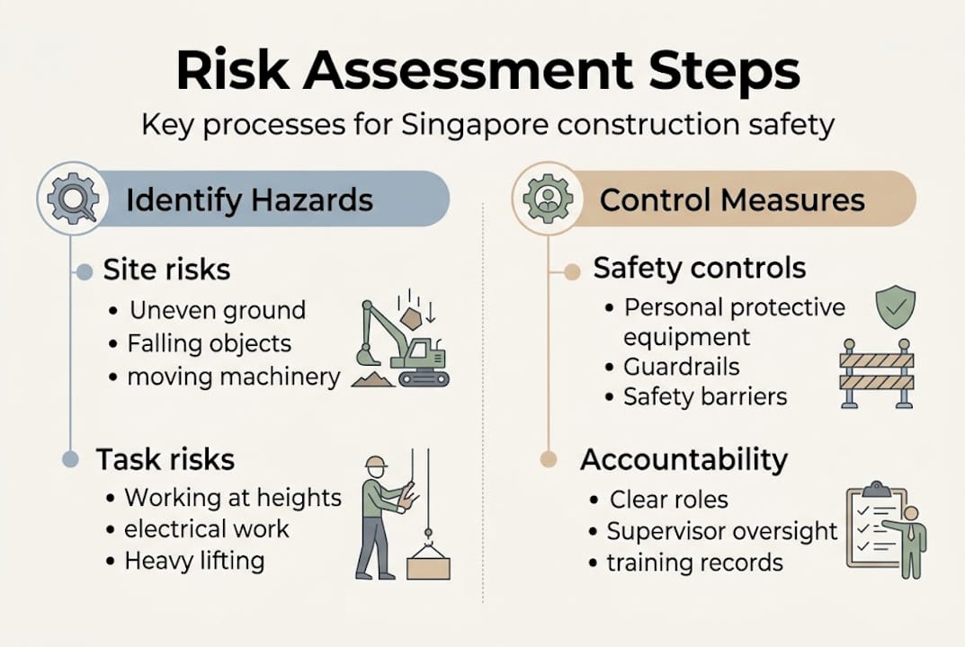 Infographic of risk assessment steps and controls