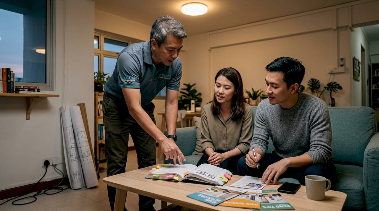 Contractor explains HDB renovation guide to homeowners