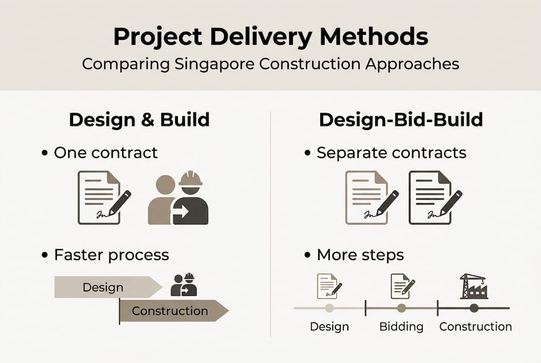 Design and Build in Singapore: Streamline Your Projects Infographic comparing design build and traditional